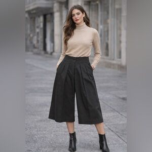 Elegant Black Pleated front Culottes for Women